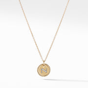 Initial Charm Necklace with Diamonds in Gold on Chain