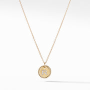 Initial Charm Necklace with Diamonds in Gold on Chain