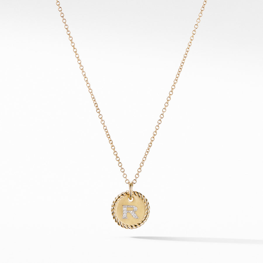 Initial Charm Necklace with Diamonds in Gold on Chain