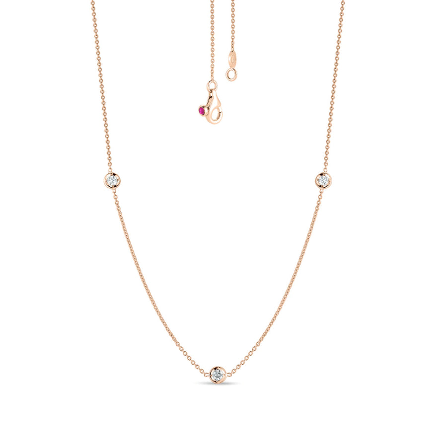 18K Gold Necklace with 3 Diamond Stations