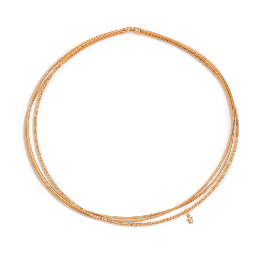 Three Strand Crossover Gold Rope Necklace