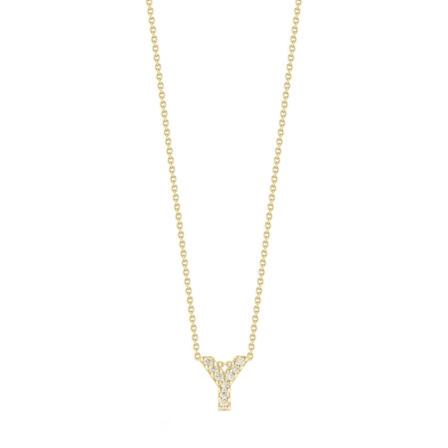18K Yellow Gold Diamond Love Letter Y Necklace