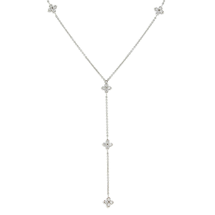 18K White Gold Diamond Lariat Necklace
