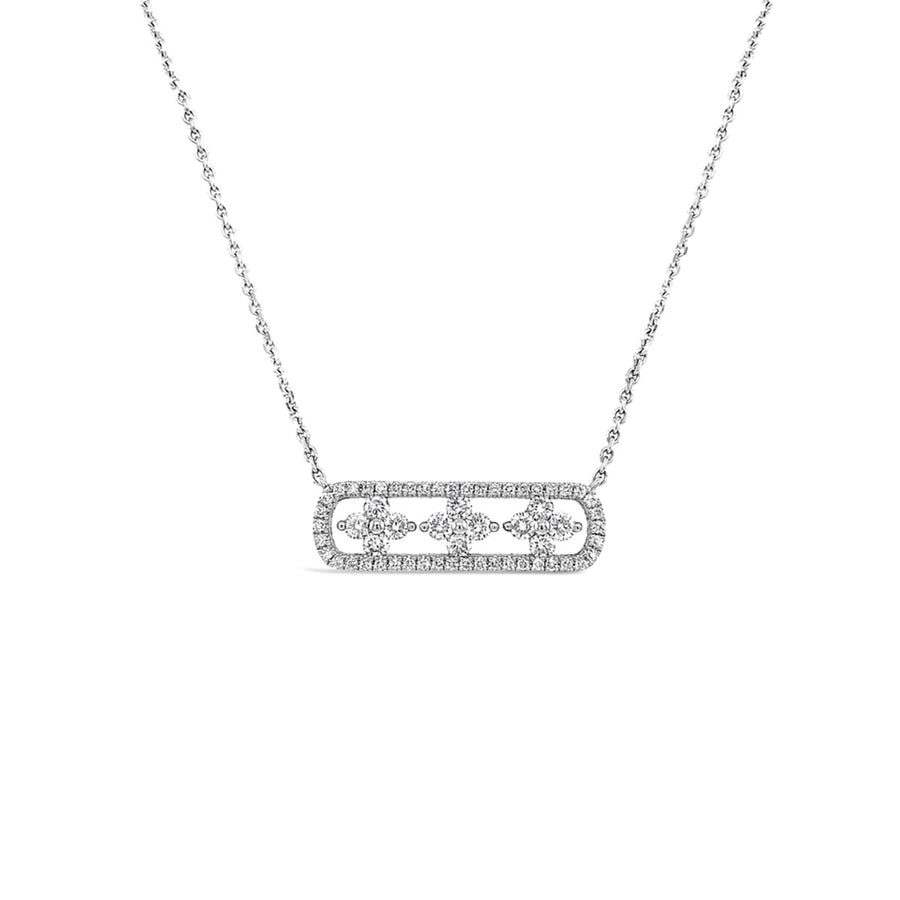 Diamond Air Flower Bar Pendant Necklace