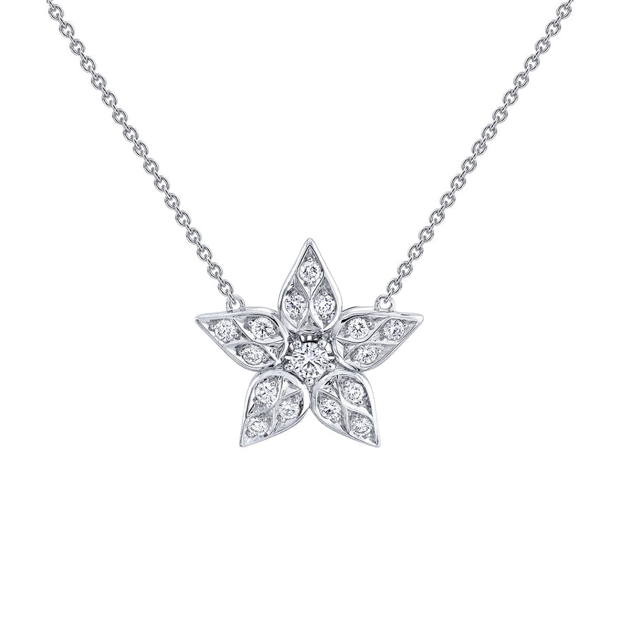 Artisan Pave Diamond Lily Pendant Necklace
