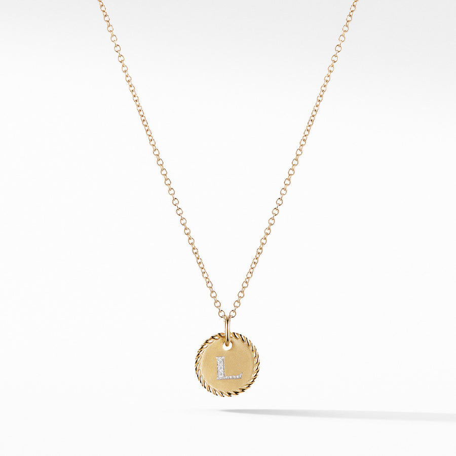 Initial Charm Necklace with Diamonds in Gold on Chain