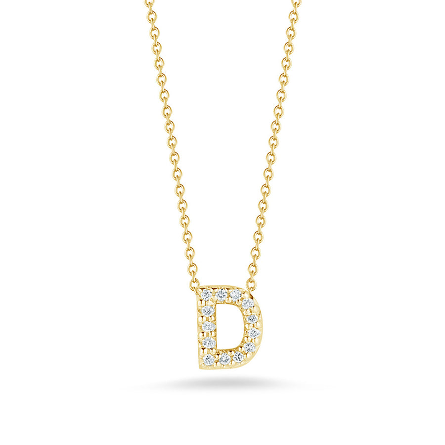 Love Letter Diamond Initial D Necklace in Yellow Gold