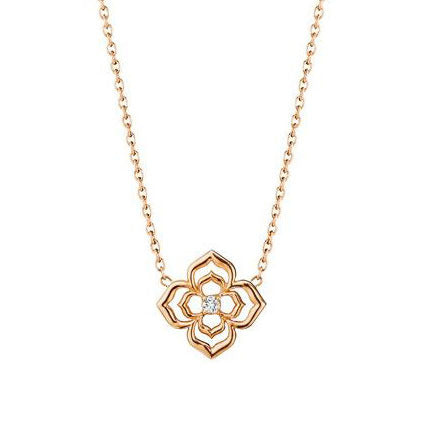 Double Echo Flower Diamond Pendant Necklace