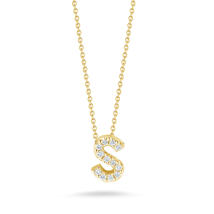 Love Letter Diamond Initial S Necklace in Yellow Gold