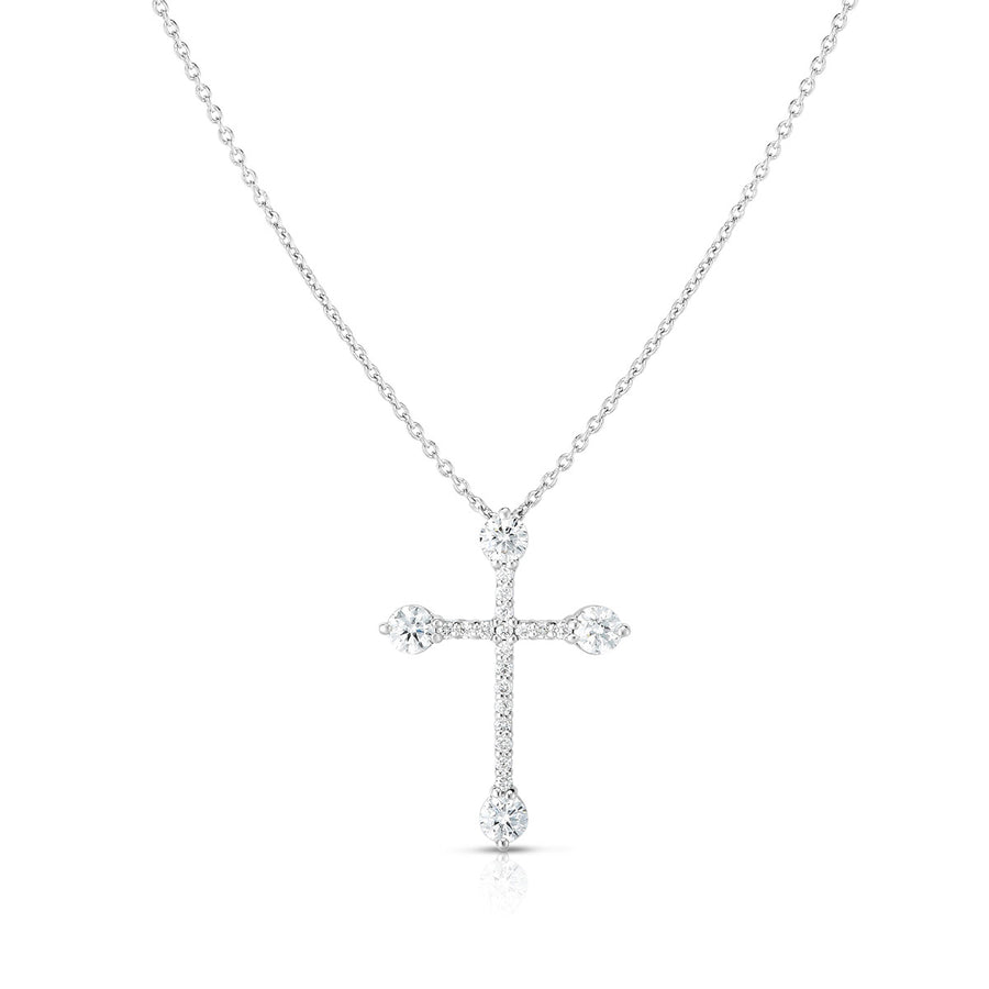 18K Gold Diamonds Small Cross Necklace