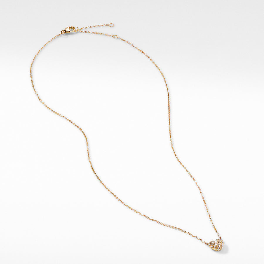 Heart Pendant Necklace in 18K Yellow Gold with Pave Diamonds