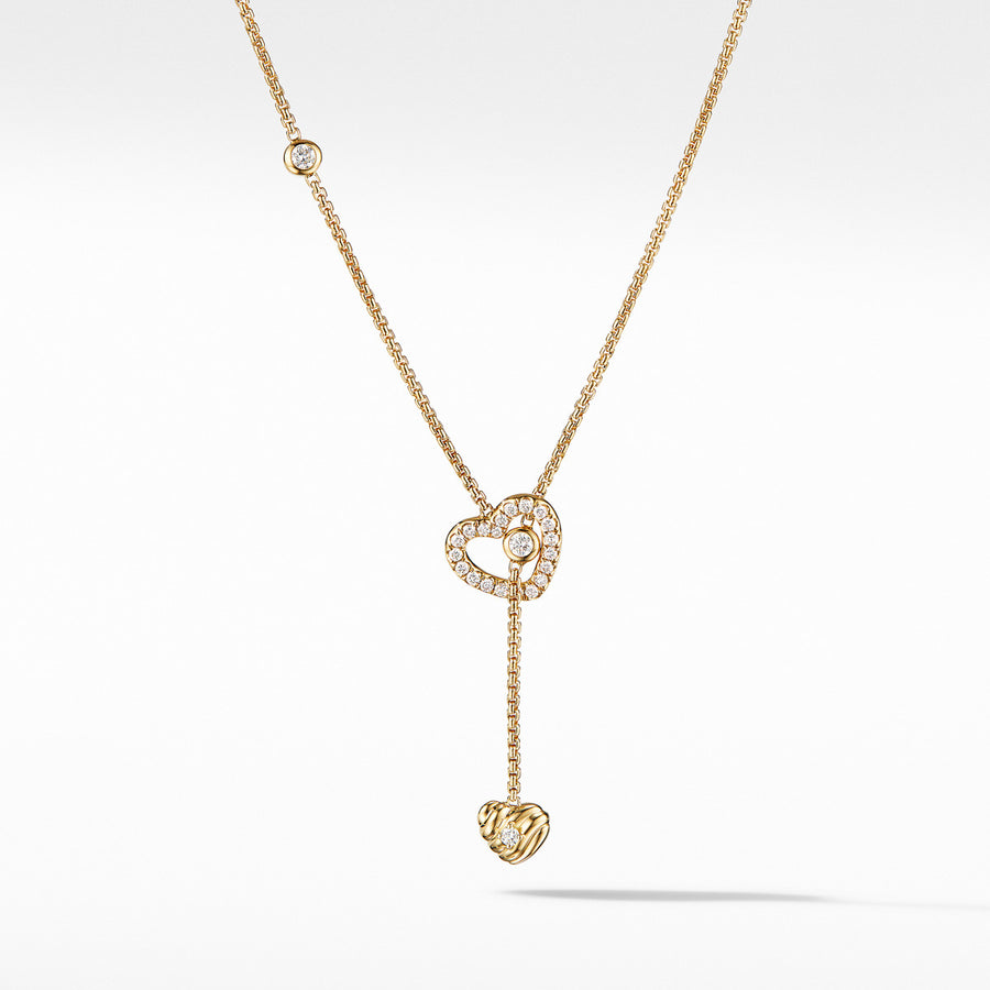 Heart Y Necklace in 18K Yellow Gold with Diamonds