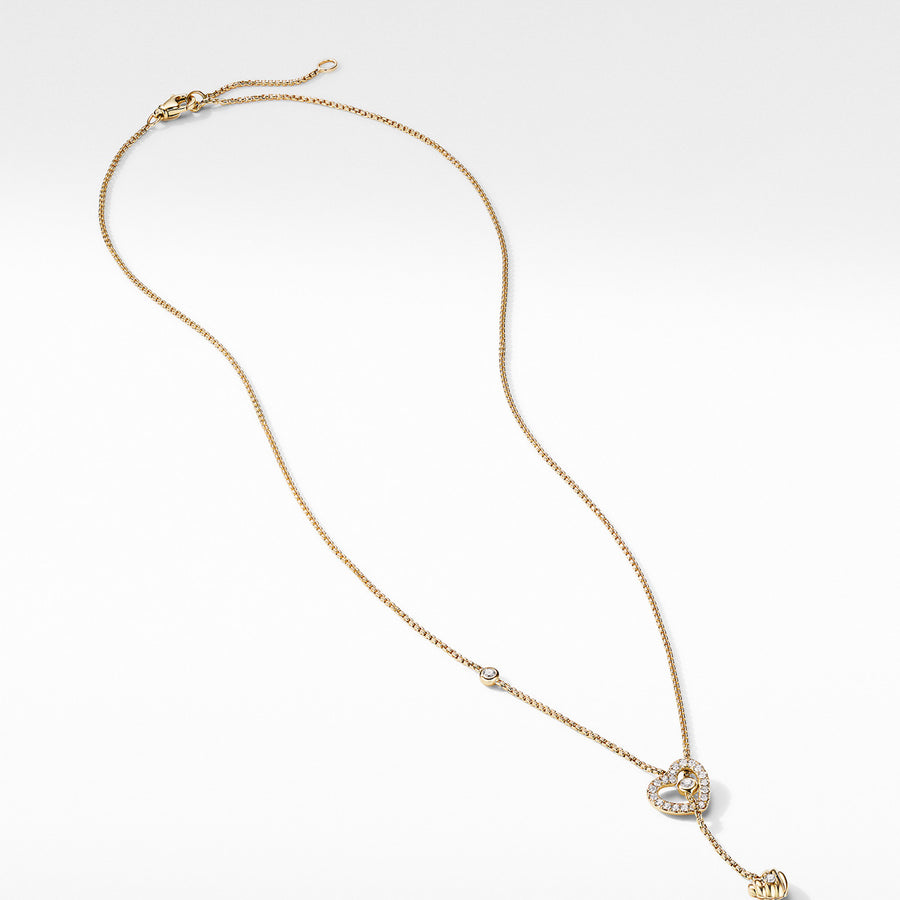 Heart Y Necklace in 18K Yellow Gold with Diamonds