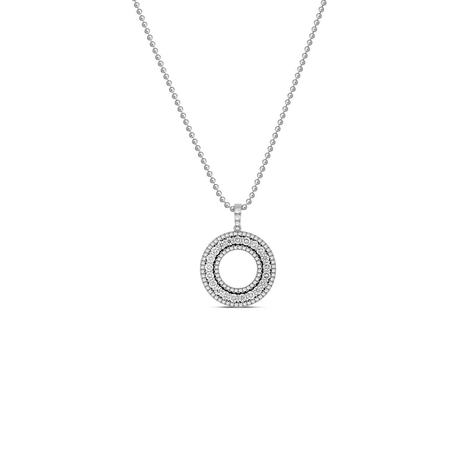18K White Siena Large Diamond Circle Necklace