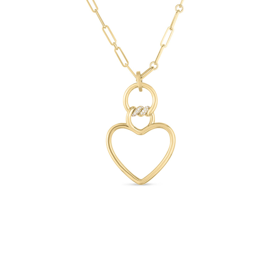18K Yellow Gold Heart Necklace with Diamonds