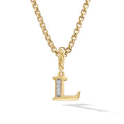 Pave L Initial Pendant in 18K Yellow Gold with Diamonds
