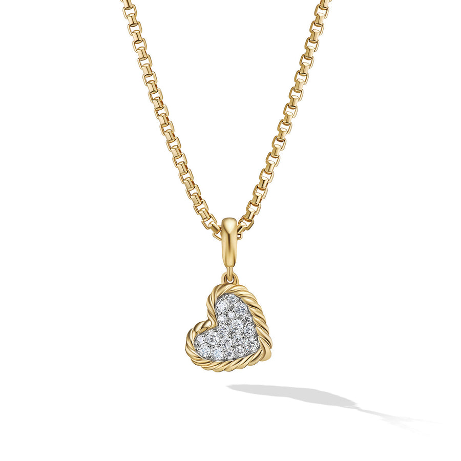 DY Elements Heart Pendant in 18K Yellow Gold with Pave Diamonds