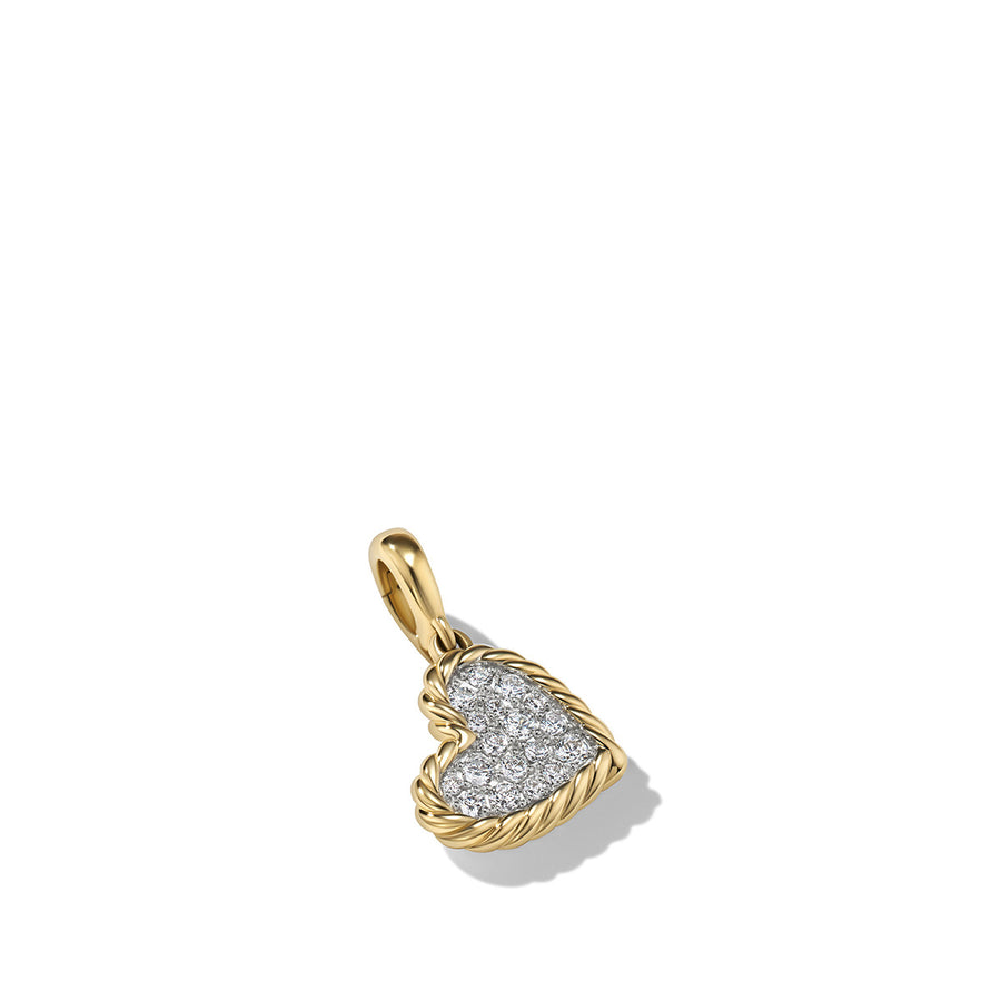 DY Elements Heart Pendant in 18K Yellow Gold with Pave Diamonds