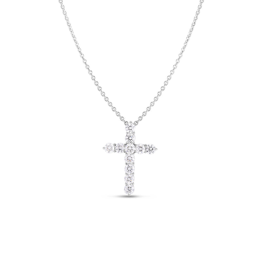 18K White Gold Tiny Treasures X-Large Diamond Cross Necklace