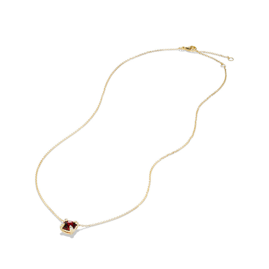 Chatelaine Pendant Necklace with Garnet and Diamonds in 18K Gold