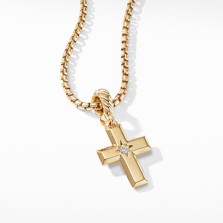 Cross Pendant in 18K Yellow Gold with Diamonds