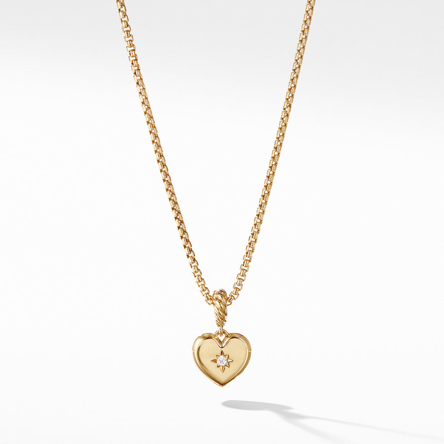Compass Heart Pendant in 18K Yellow Gold with Diamonds