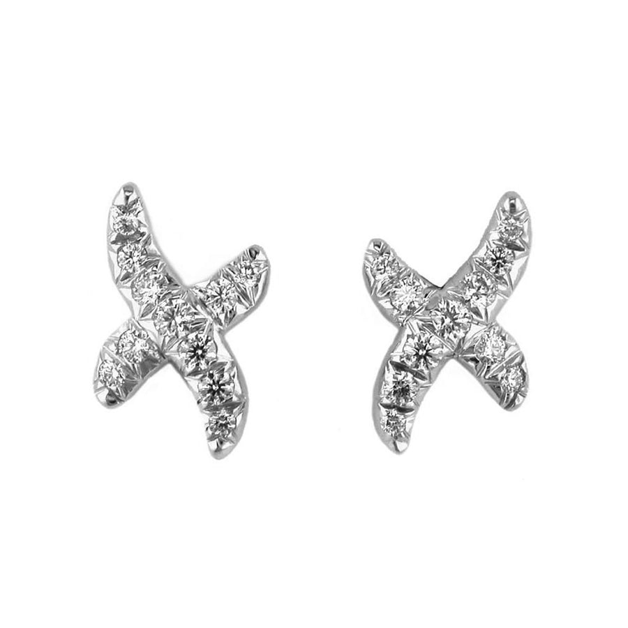 Platinum Diamond X Stud Earrings