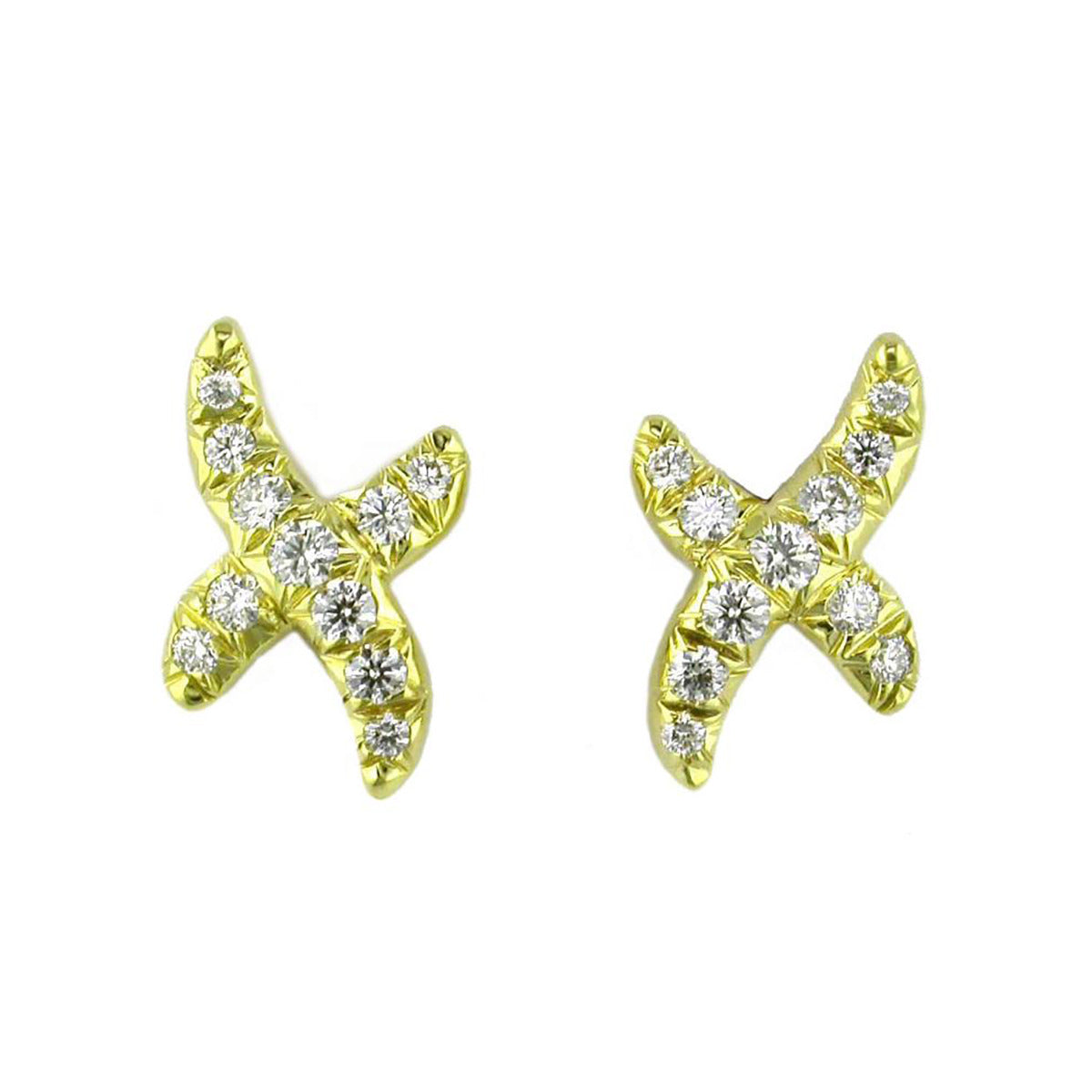 David Yurman X Earrings with Diamonds in Gold 883932643602 - Gary Michaels  Fine Jewelry