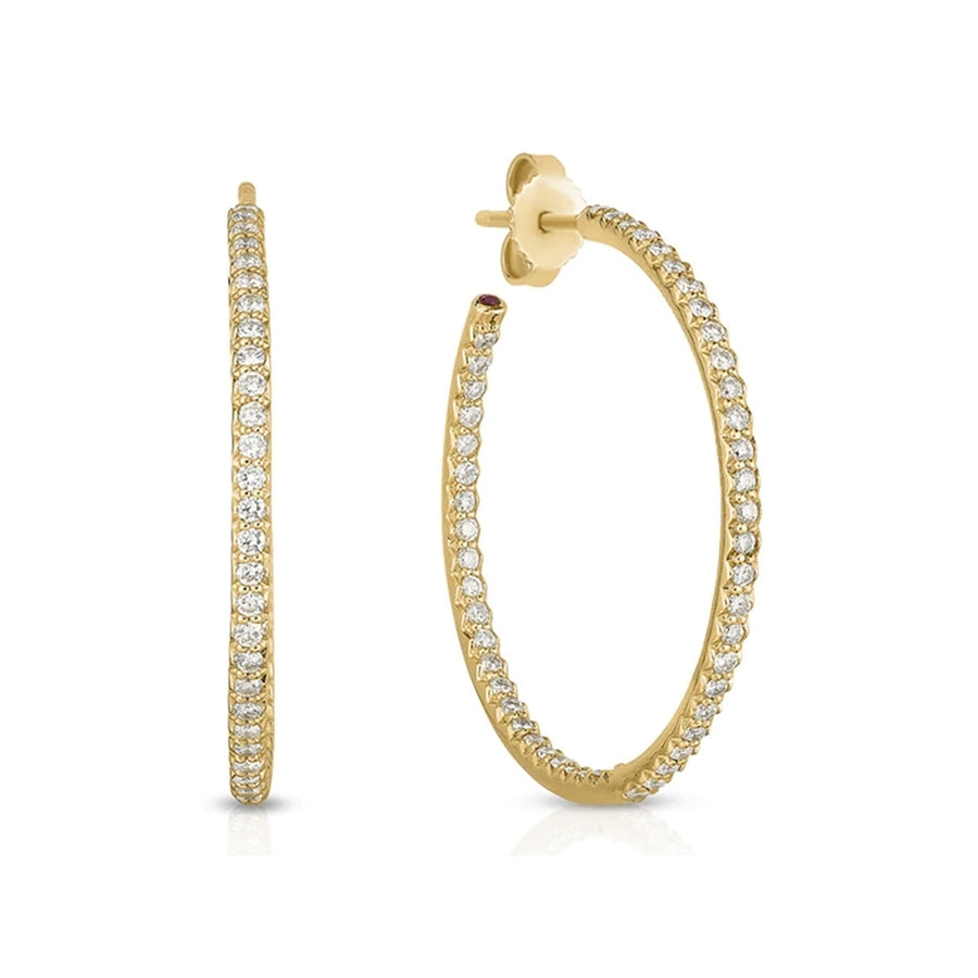 18K Yellow Gold Diamond Hoop Earrings