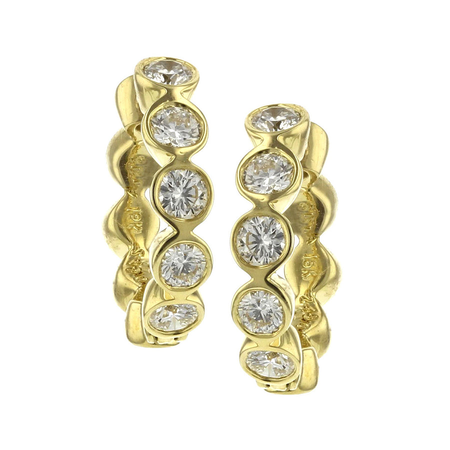 18K Yellow Gold Diamond Mini Hoop Earrings