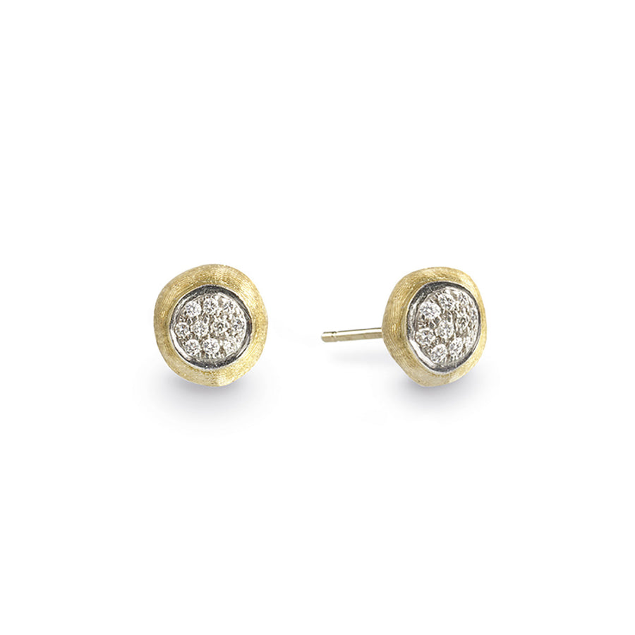 18K Yellow and White Gold Diamond Stud Earrings