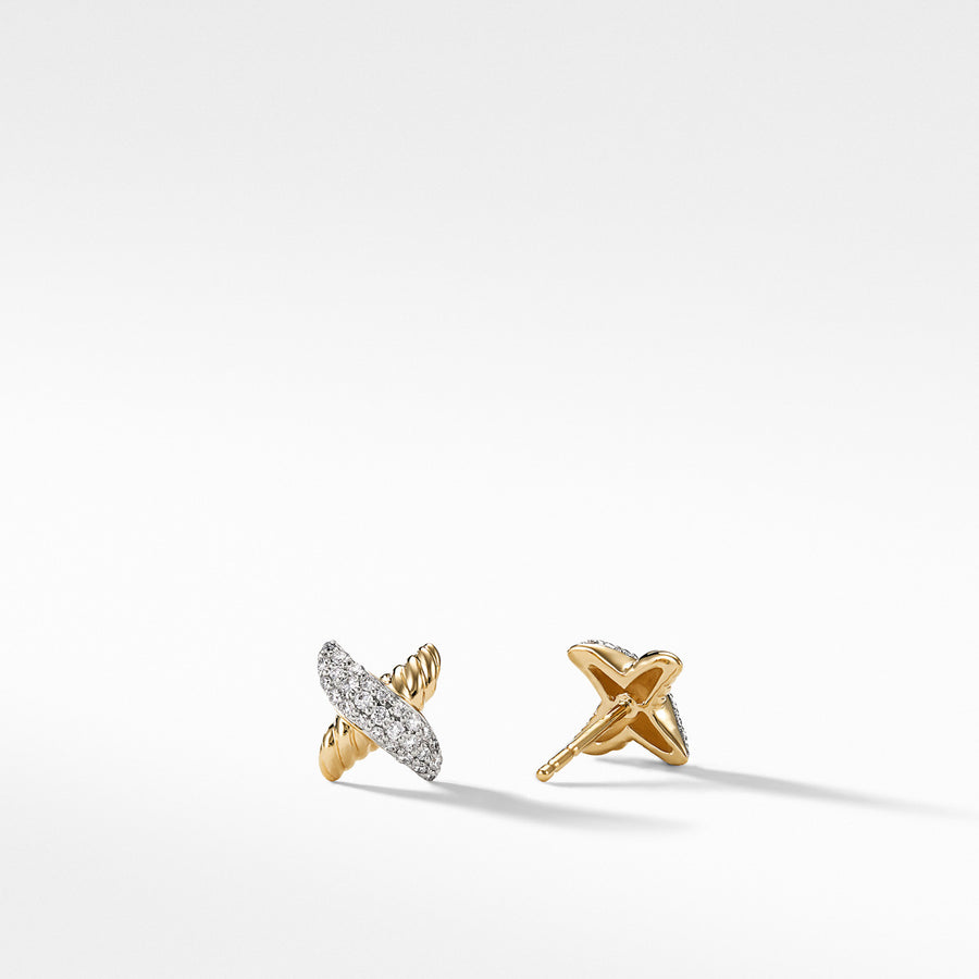 X Earrings with Diamonds in Gold