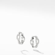 Stax Chain Link Huggie Hoop Earrings with Diamonds in 18K white Gold