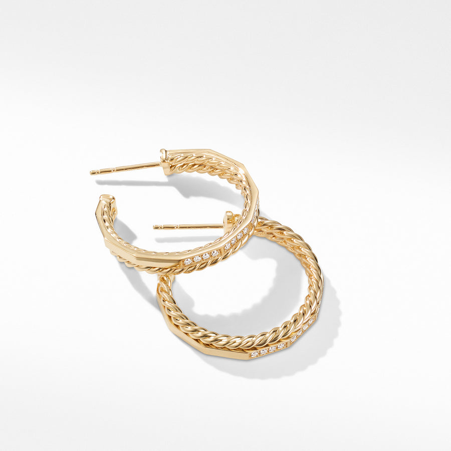Stax Hoop Earrings with Diamonds in 18K Gold, 25mm