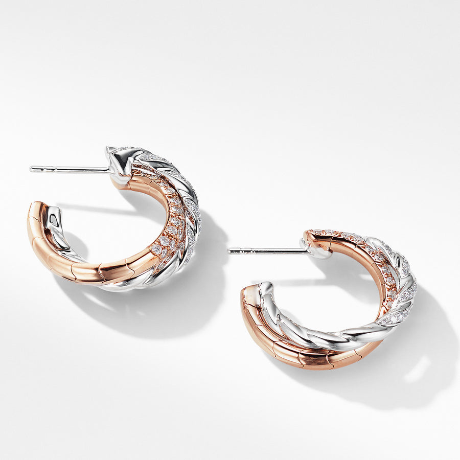 Paveflex Petite Hoop Earrings with Diamonds in 18K Rose Gold