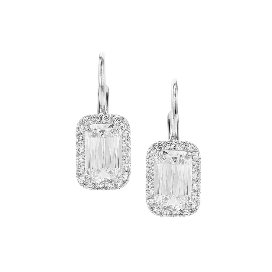 Ashoka Diamond Drop Earrings with Diamond Halos
