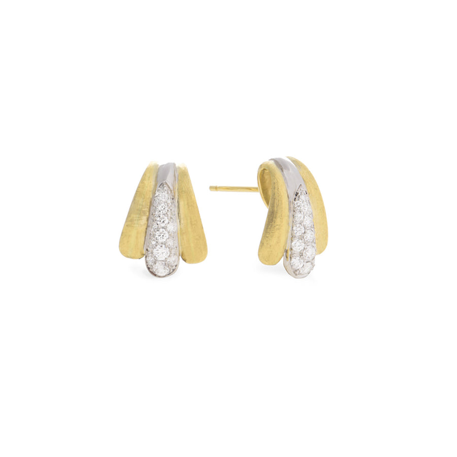 18K Yellow Gold and Diamond Fan Earrings