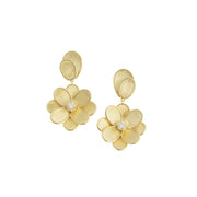 18K Yellow Gold and Diamond Single Flower Drop Earrings