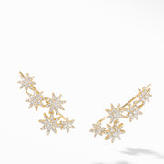 Starburst Climber Earrings in 18K Yellow Gold with Pave Diamonds
