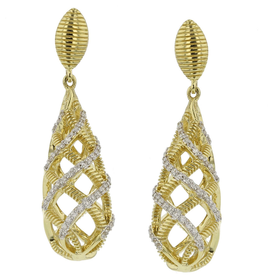 Small Cage Diamond Strie Earrings