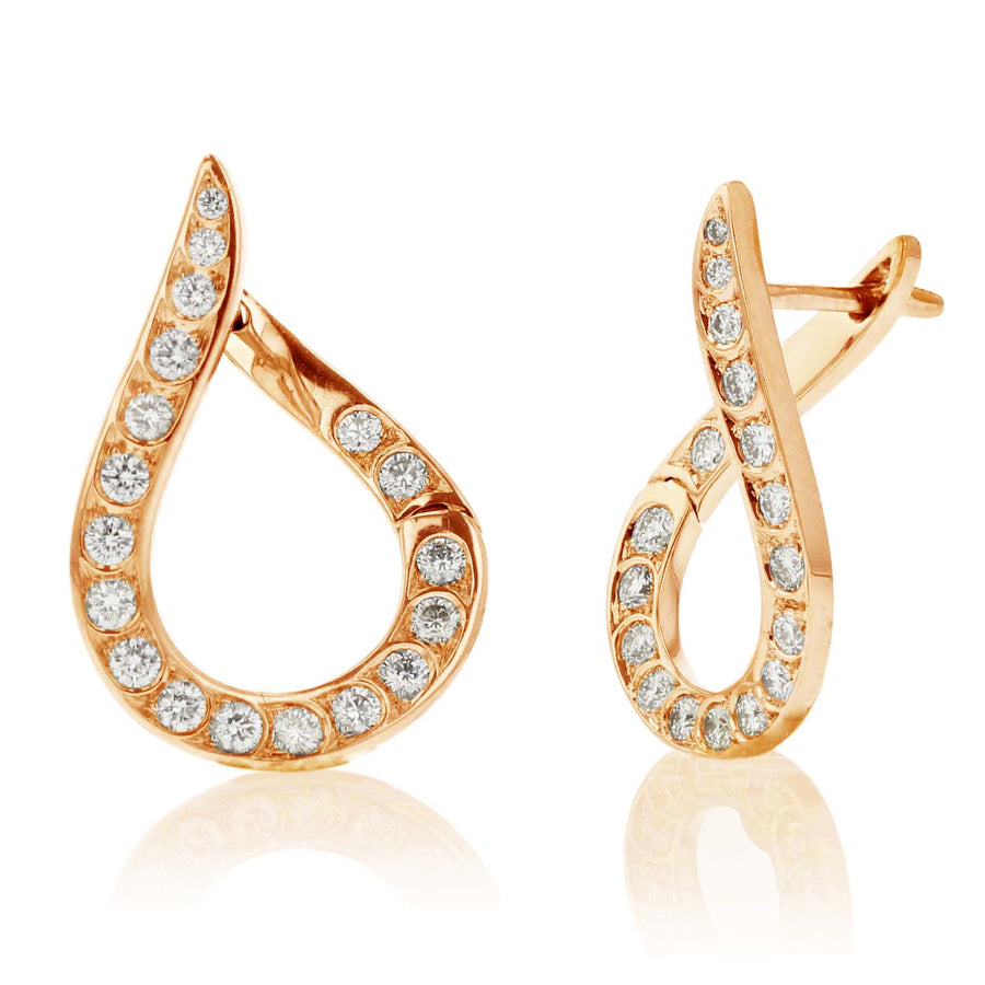 Scallop Artisan Pave Teardrop Diamond Earrings