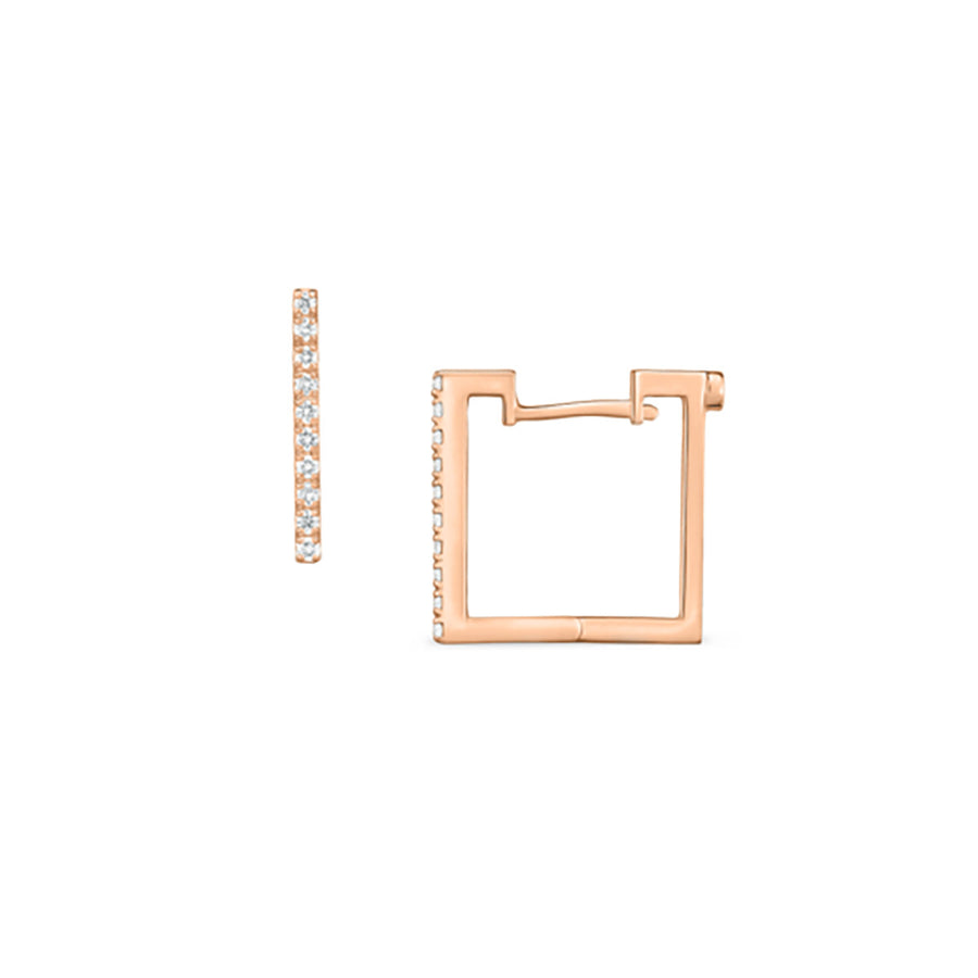 18K Rose Gold Diamond Square Earrings