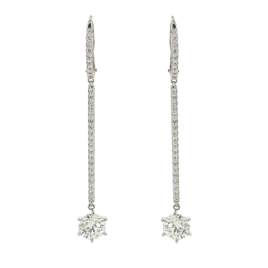 Cento Long Matchstick Diamond Drop Earrings