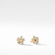 The Crossover Collection Stud Earrings in 18K Yellow Gold with Full Pave Diamonds