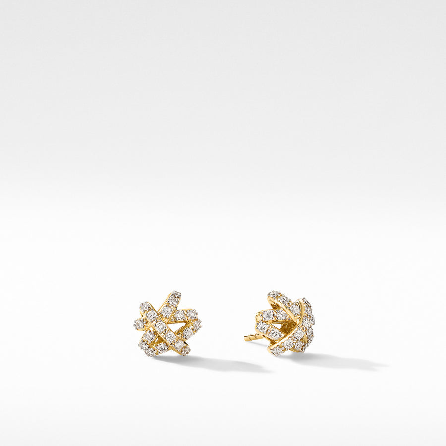 The Crossover Collection Stud Earrings in 18K Yellow Gold with Full Pave Diamonds