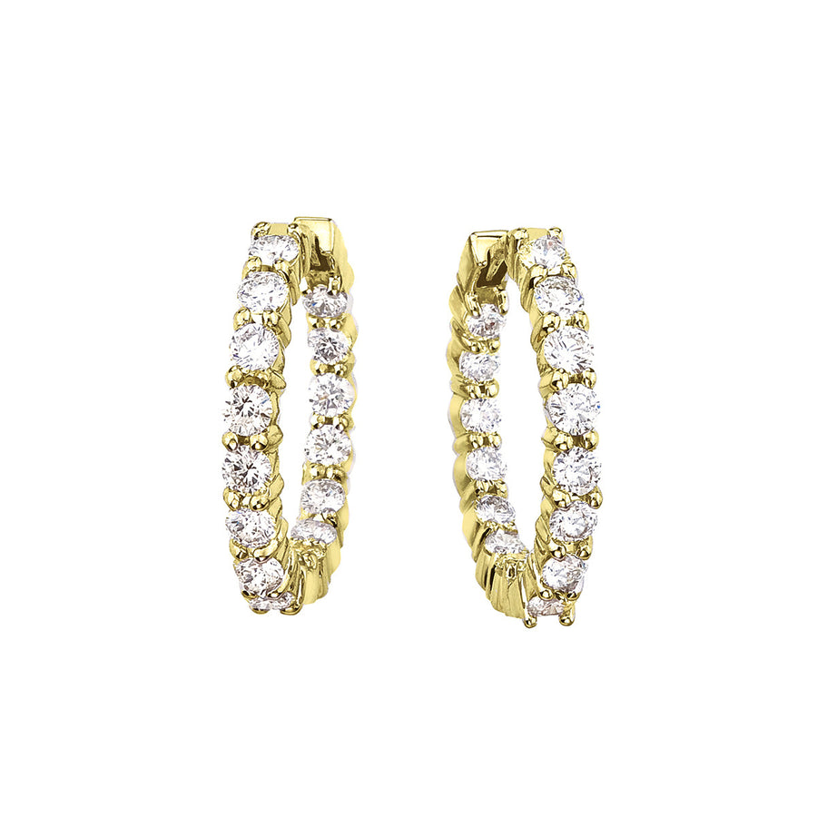 18K Yellow Gold Perfect Diamond Hoop Earrings