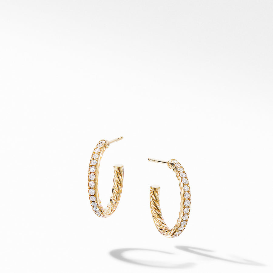 Extra-Small Hoop Earrings in 18K Yellow Gold with Pave Diamonds