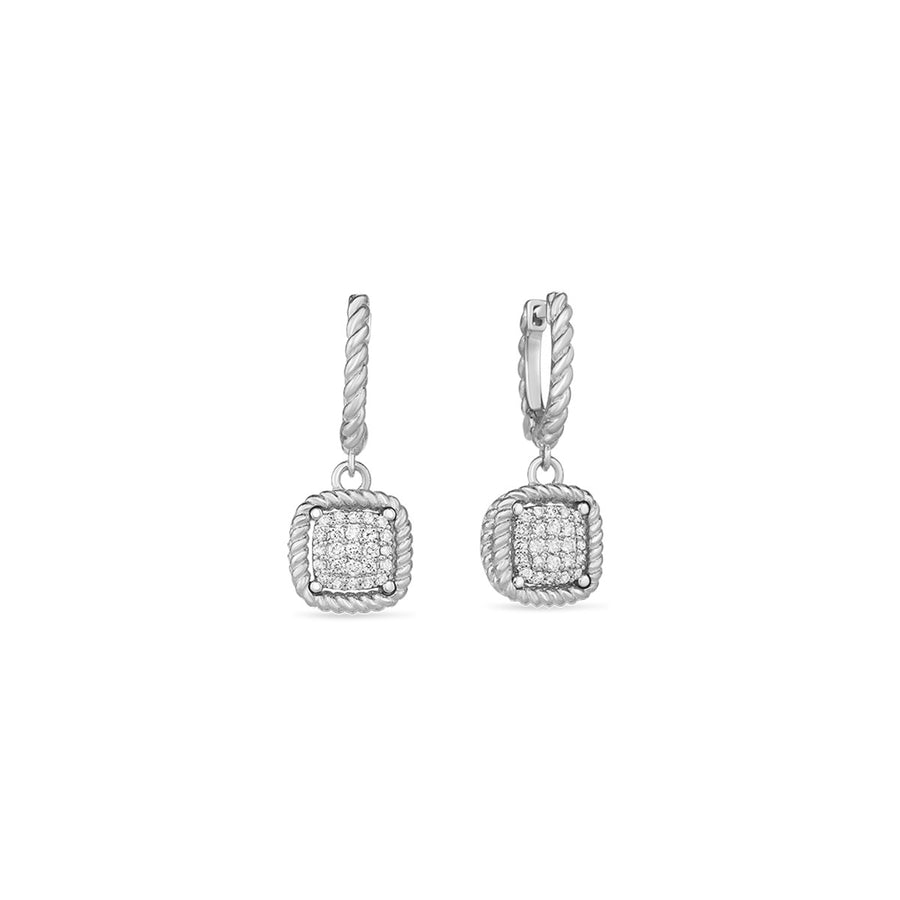 18K New Barocco Square Diamond Drop Earring