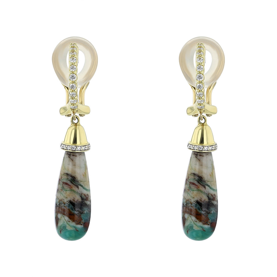 Turkish Wood Opal Briolette Drop Earrings