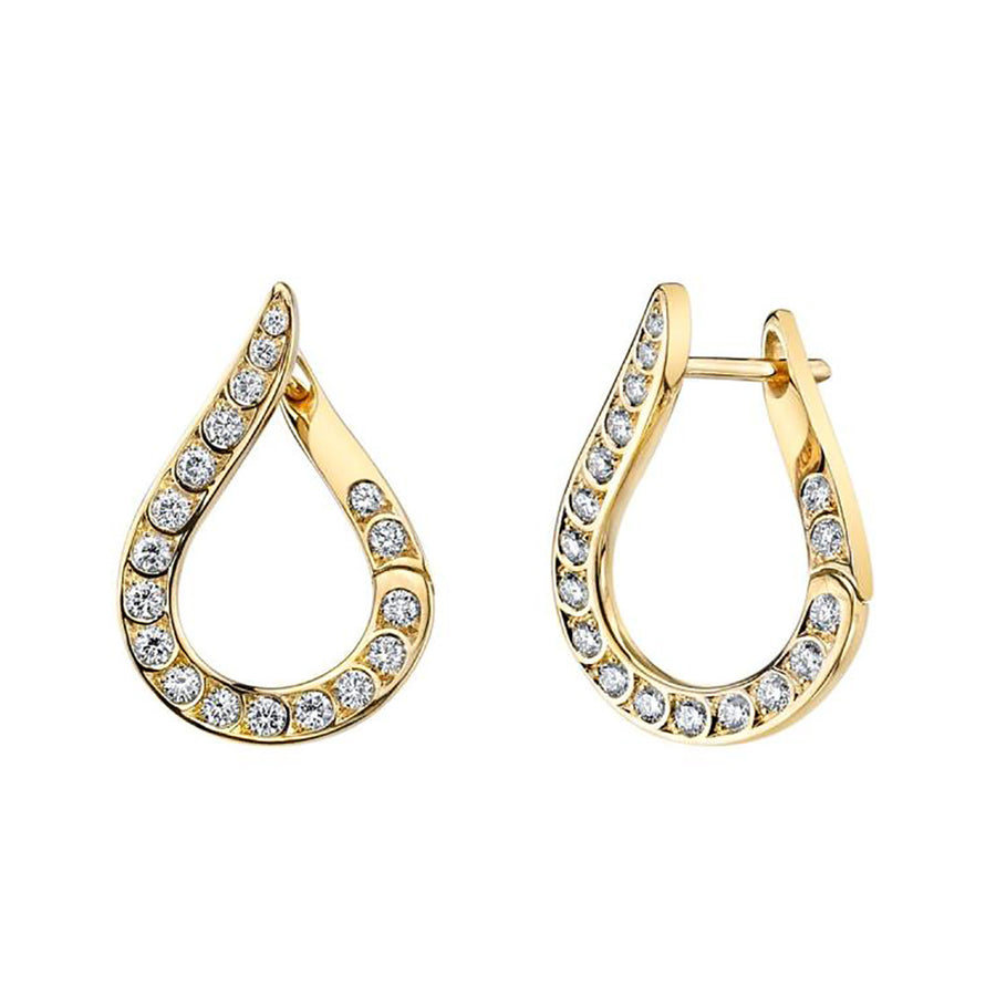 18K Yellow Gold Dew Drop Scallop Diamond Earrings